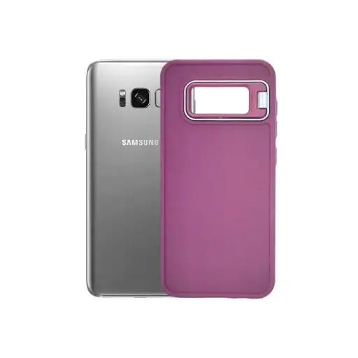 [PO14BSS8-43-21] Samsung Galaxy S8 Camera Stand CYNSCASE Soft Silicone Back Case (Maroon)
