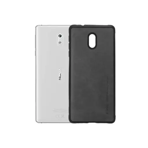 [PO18BNK3-1-2] Nokia 3 X-Level Luxuary Leather Back Case (Black)