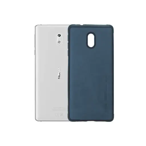 [PO18BNK3-1-17] Nokia 3 X-Level Luxury Leather Back Case - Navy Blue Elegance