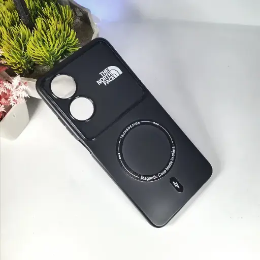 [PO15BOA60-4-2] Oppo A60 4G Printed Soft Silicone Magnetic THE NORTH FACE Back Case (Black)