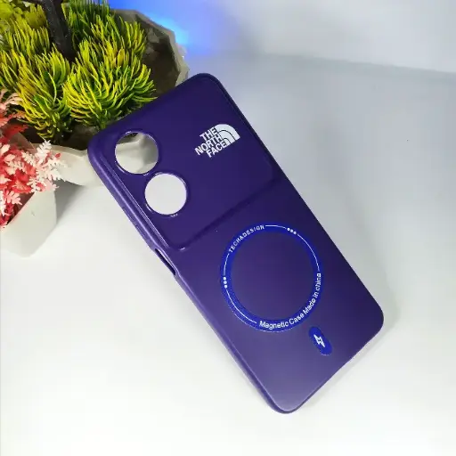 [PO15BOA60-4-12] Oppo A60 4G Printed Soft Silicone Magnetic THE NORTH FACE Back Case (Purple)