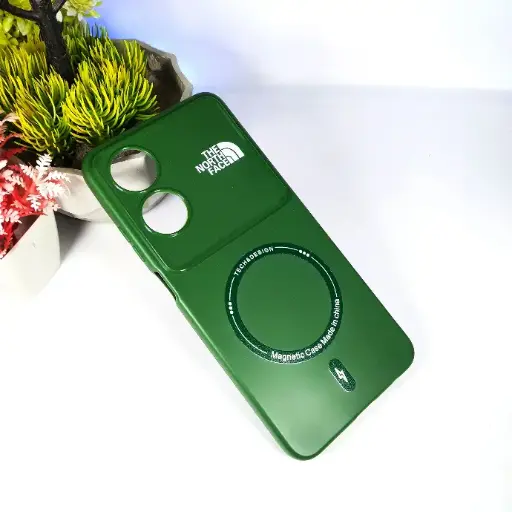 [PO15BOA60-4-11] Oppo A60 4G Soft Silicone Magnetic Back Case - THE NORTH FACE Green