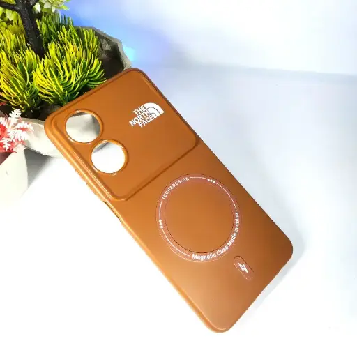 [PO15BOA60-4-13] Oppo A60 4G Printed Soft Silicone Magnetic THE NORTH FACE Back Case (Brown)