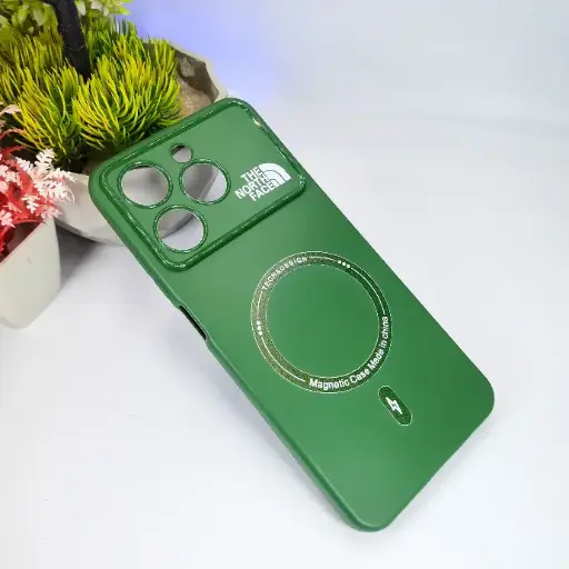 [PO15BORELMEC63-4-11] Oppo Realme C63 Printed THE NORTH FACE Soft Silicone Magnetic Back Case - Green