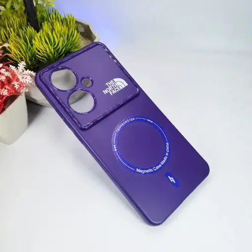 [PO15BORNO11F-4-12] Oppo Reno 11F/Y200 Printed THE NORTH FACE Soft Silicone Magnetic Back Case - Purple