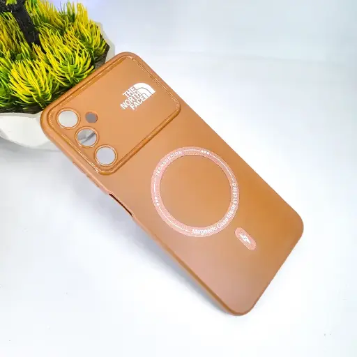 [PO15BSA05S-4-13] Samsung Galaxy A05s Printed THE NORTH FACE Soft Silicone Magnetic Back Case - Brown