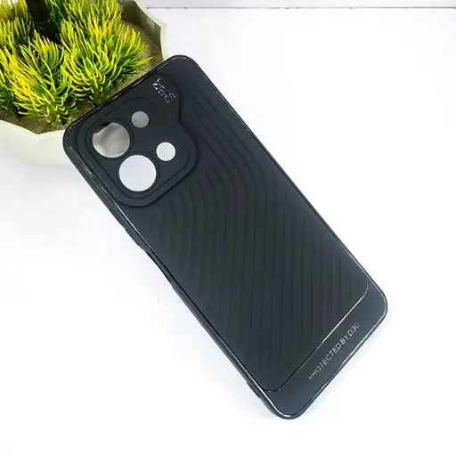 [PO14BVIY28-12-2] Vivo Y28 4G GEAR 4 Luxuary Carbon Texture Soft Silicone Back Case (Black)