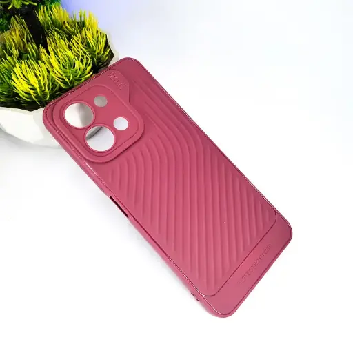 [PO14BVIY28-12-21] Vivo Y28 4G GEAR 4 Luxuary Carbon Texture Soft Silicone Back Case (Maroon)