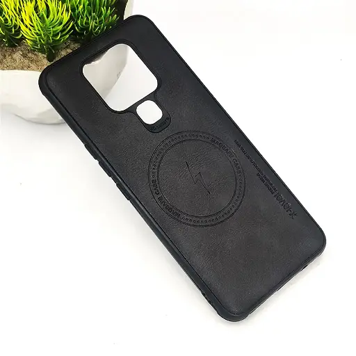 [PO18BTCMN16-2-2] Tecno Camon 16|Camon 16SE Magsafe Logo X-Level Luxuary Leather Back Case (Black)