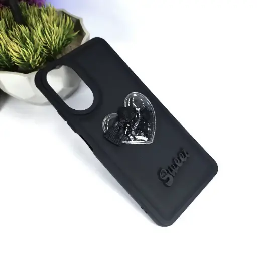 [PO51BORELMEC67-8-2] Oppo Realme C67 4G Soft Silicone Ladies Sweet Heart Glitter Back Case (Black)