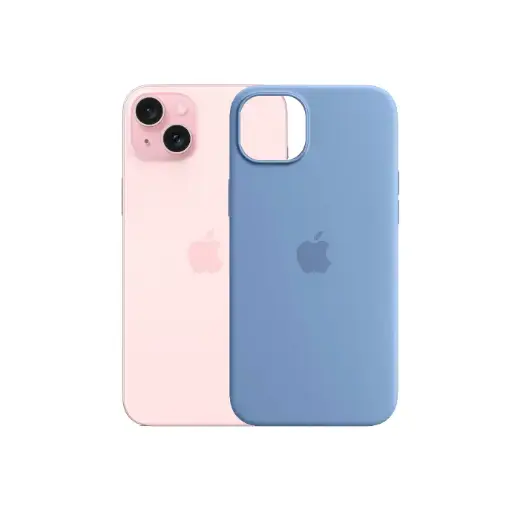[PO23BIP15PL-1-25] iPhone 15 Plus|iPhone 14 Plus Original Official Soft Silicone Back Case (Blue Gray)