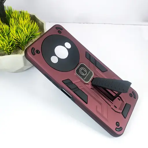 [PO39BMIA3-2-21] Redmi A3 / A3X  Armour With Stand Back Case (Maroon)