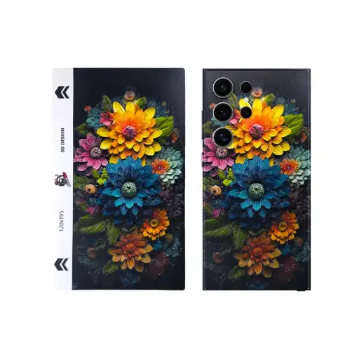 [SKIN-19-FLWRS] Flower 3D Printed Mobile Back Skin - Customizable & Elegant Design