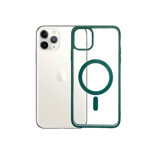 [PO7BIPXIMAX-14-11] iPhone 11 Pro Max Colour Border Magsafe Wireless Back Case (Green)