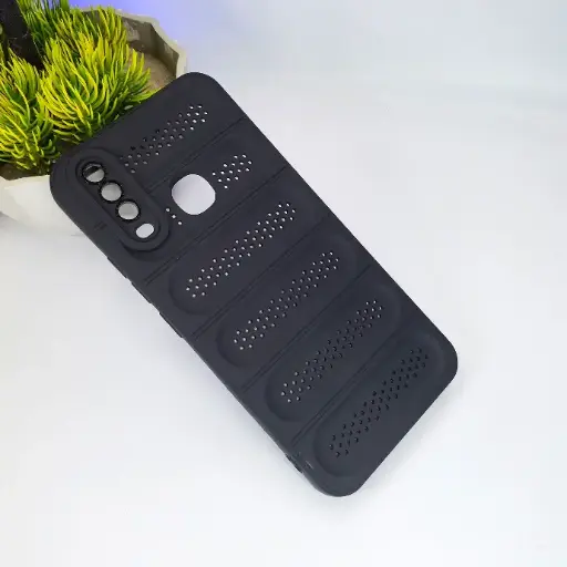 [PO14BVIY17-45-2] Vivo Y17 Y15 Y12 Y11 Cooling Mesh Silicone Back Case - Black Design