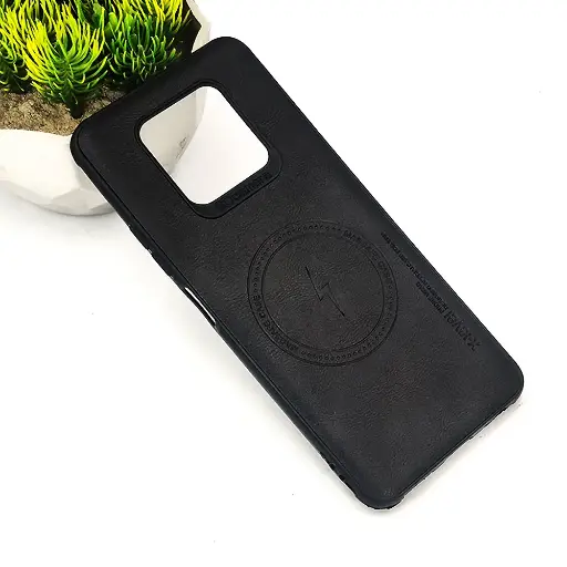 [PO18BTCMN16PRM-2-2] Tecno Camon 16 Premier Magsafe Logo X-Level Luxuary Leather Back Case (Black)