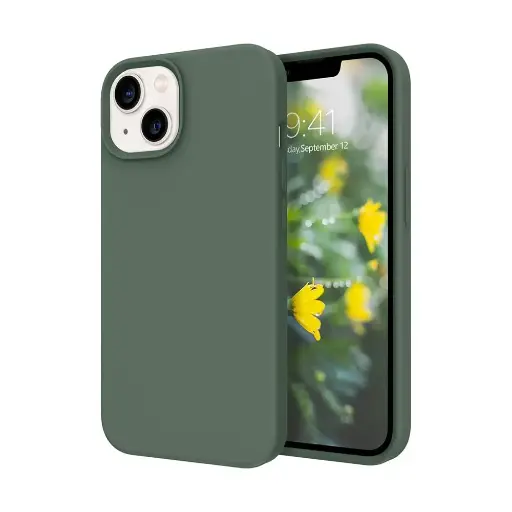 [PO23BIP13-1-19] iPhone 13|iPhone 14|iPhone 15 Original Official Soft Silky Back Case (Army Green)