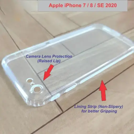 [PO7BIP7G-3] iPhone 7G|8G|SE 2020|SE3 2020 Dust Plug Transparent Back Case