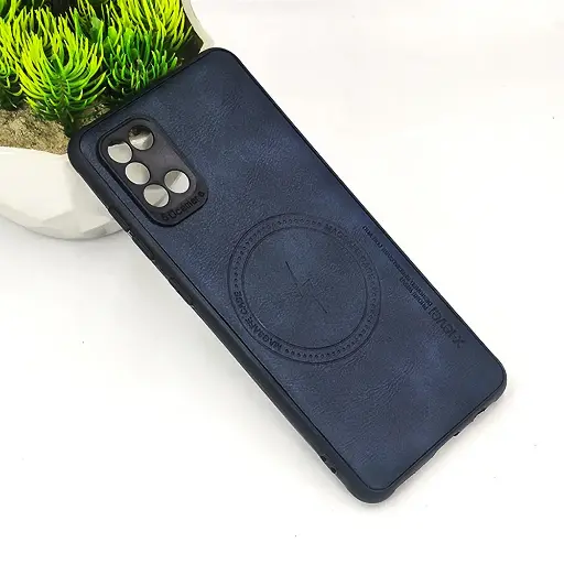 [PO18BSA31-2-17] Samsung A31 Magsafe Logo X-Level Luxuary Leather Back Case (Navy Blue)