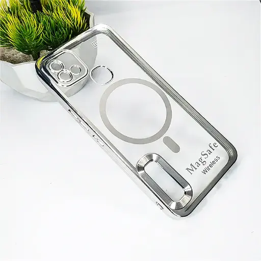 [PO29BIHOT10I-29-7] Infinix Hot 10i|Smart 5 Pro Magsafe CD Chrome Back Case  (Silver)