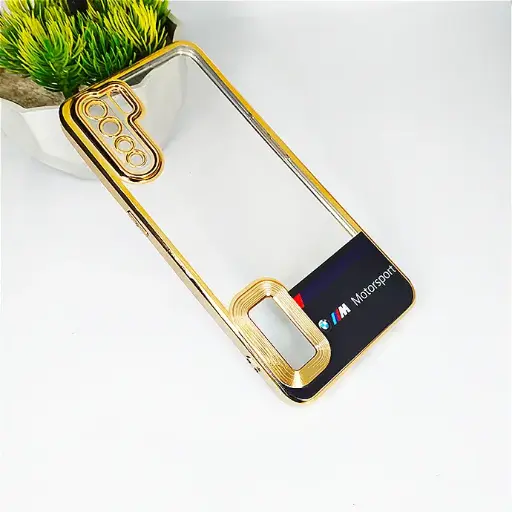 [PO29BOF15-13-5] Oppo F15|Reno 3 4G CD Gold Chrome BMW Logo Print Back Case (Golden)