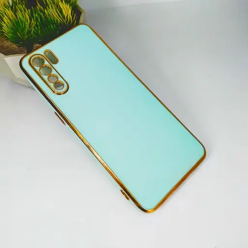 [PO29BOF15-5-16] Oppo F15|Reno 3 4G Gold Chrome Back Case (Sea-Green)