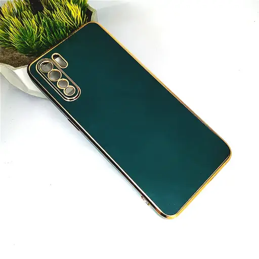 [PO29BOF15-5-11] Oppo F15|Reno 3 4G Gold Chrome Back Case (Green)