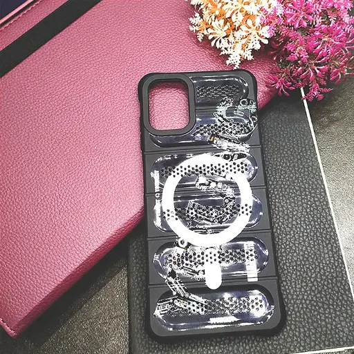 [PO15BSA06-18-2] Samsung A06 Colour Printed Silicone Cooling Mesh Back Case (Black)