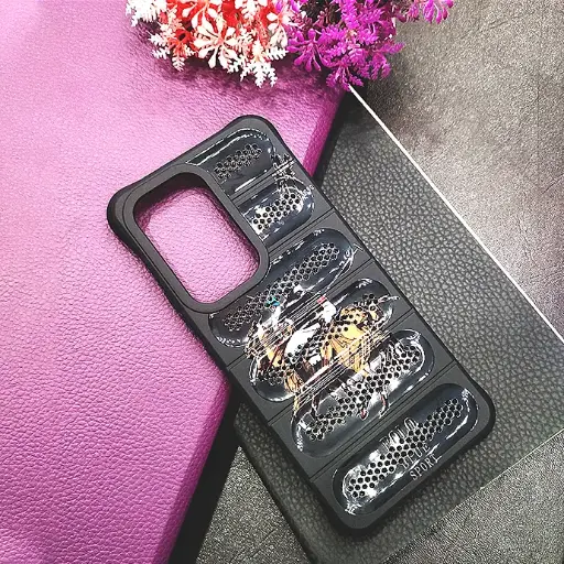 [PO15BVIY100-18-2] Vivo Y100 4G Black Colour Printed Silicone Cooling Mesh Back Case