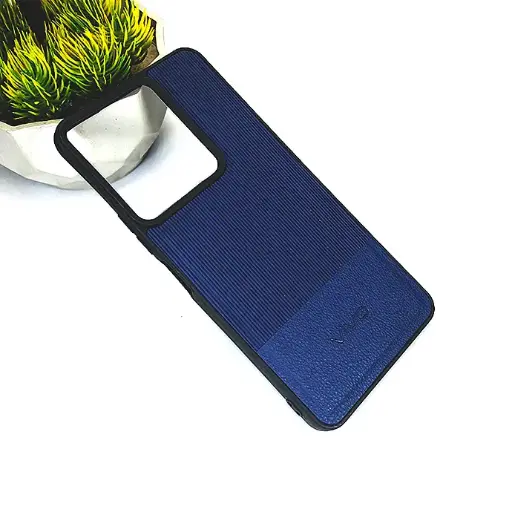 [PO14BVIY36-13-17] Vivo Y36/Y27s Lining Texture Leather Logo Back Case - Navy Blue
