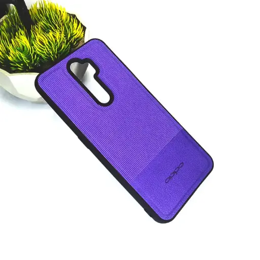 [PO32BOA9TW-13-12] Oppo A5 2020|A9 2020 Lining Texture Leather Logo Back Case (Purple)