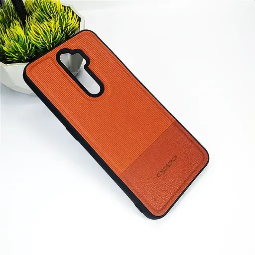 [PO32BOA9TW-13-13] Oppo A5 2020|A9 2020 Lining Texture Leather Logo Back Case (Brown)