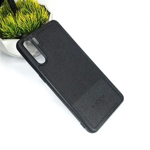 [PO32BOF15-13-2] Oppo F15|Reno 3 4G|A91 Lining Texture Leather Logo Back Case (Black)