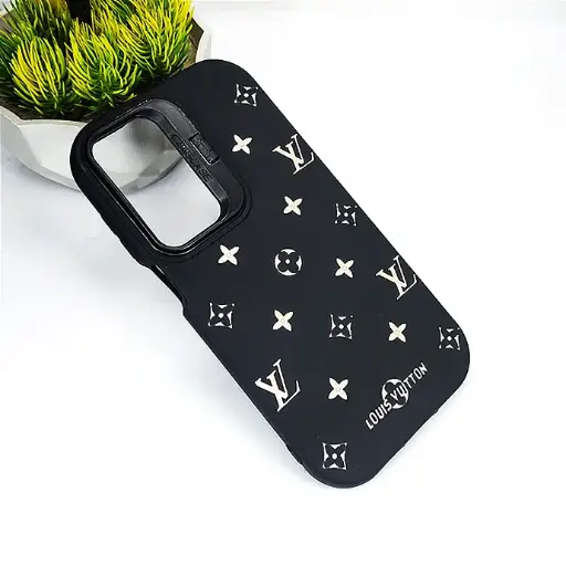 [PO51BSA35-34-2] Samsung Galaxy A35 5G Soft Silicone Camera Stand Printed Back Case (Black)