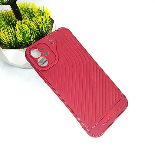 [PO14BIPXIR-12-21] Maroon Luxury Carbon Texture Soft Silicone Back Case for iPhone 11