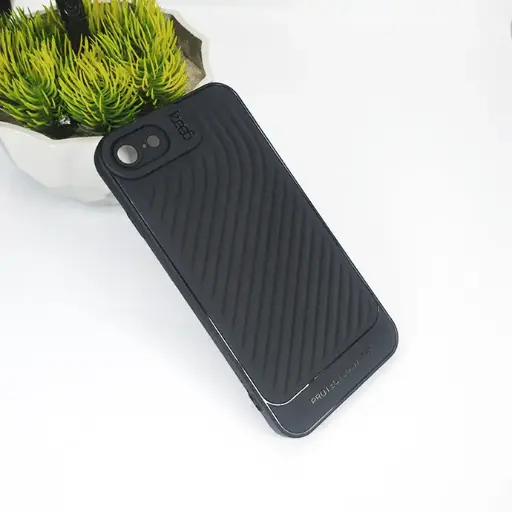 [PO14BIP7G-12-2] iPhone 7G/8G/SE 2020 GEAR 4 Luxuary Carbon Texture Soft Silicone Back Case (Black)