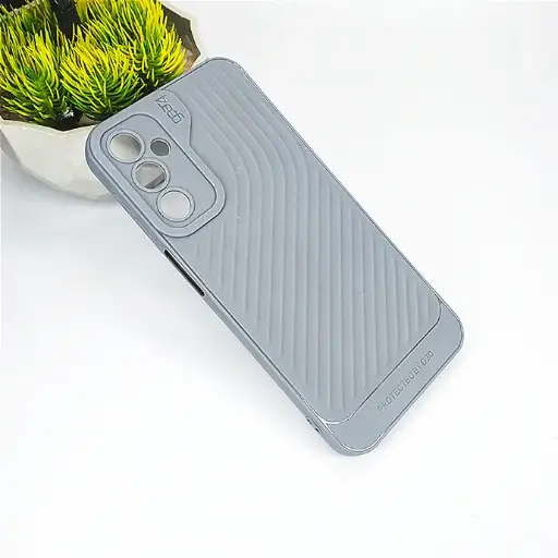 [PO14BSA24-12-9] Samsung A24 Gear 4 Luxury Carbon Texture Soft Silicone Back Case - Gray