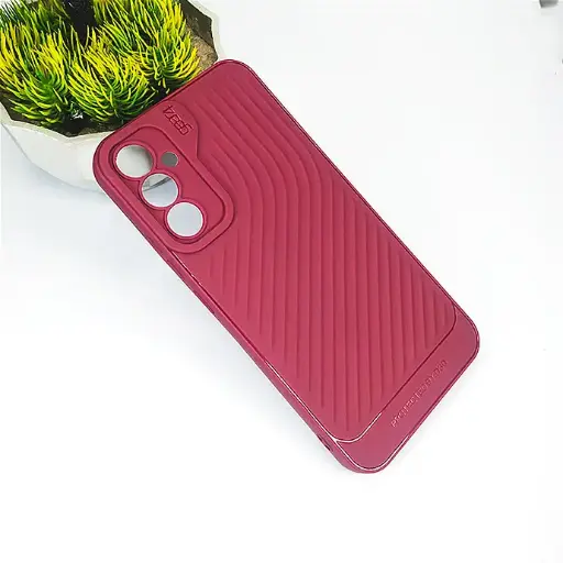 [PO14BSA34-12-21] Samsung A34 GEAR 4 Luxuary Carbon Texture Soft Silicone Back Case (Maroon)