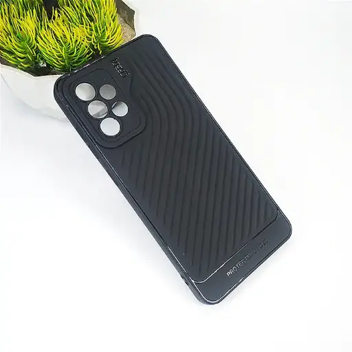 [PO14BSA52-12-2] Samsung A52/A52S GEAR 4 Luxuary Carbon Texture Soft Silicone Back Case (Black)