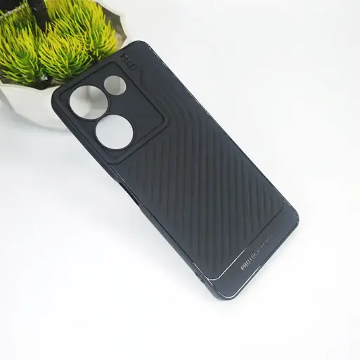 [PO14BTCMN20-12-2] Tecno Camon 20/20 Pro GEAR 4 Luxuary Carbon Texture Soft Silicone Back Case (Black)