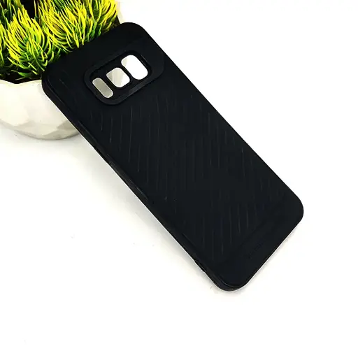 [PO14BSS8-12-2] Samsung Galaxy S8 GEAR 4 Luxuary Carbon Texture Soft Silicone Back Case (Black)