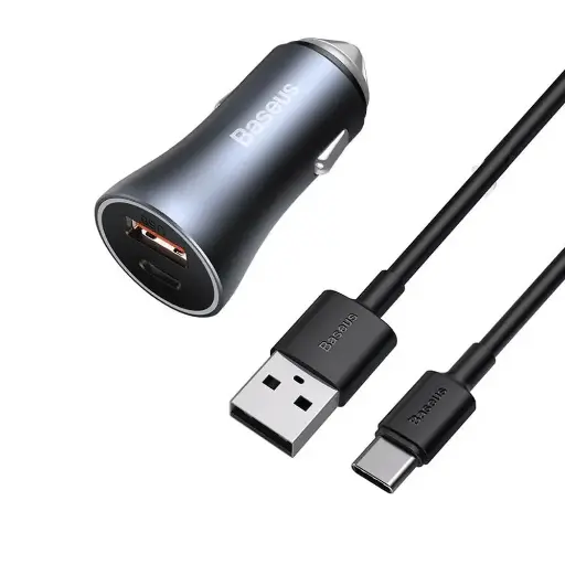Baseus Metal 40W Type-C+USB Car Charger (With Type-C  Cable) 