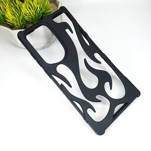 [PO38BSS23U-13-2] Samsung S23 Ultra FlameFlex Metal Feel Flexible Shock Proof Case (Black)