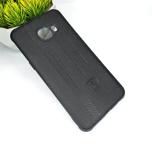 [PO18BSC5-4-2] Samsung C5/C5 Pro Ferrari Logo Leather Back Case (Black)