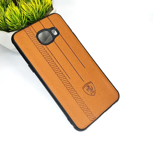 [PO18BSC5-4-13] Samsung C5/C5 Pro Ferrari Logo Leather Back Case (Brown)