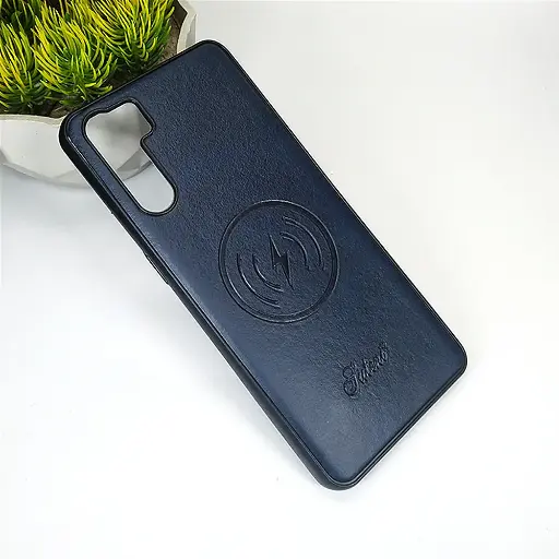 [PO18BOF15-20-17] Oppo F15/Reno 3 4G Wireless Logo Leather Back Case (Navy Blue)