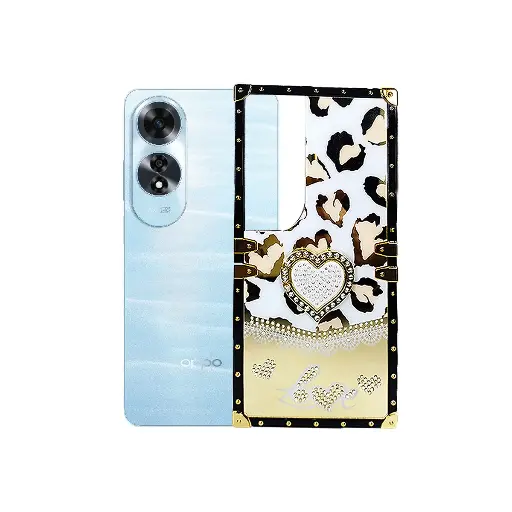 [PO60BOA60-5-1] Oppo A60 Ladies Luxury LV Case With Back Ring (White)