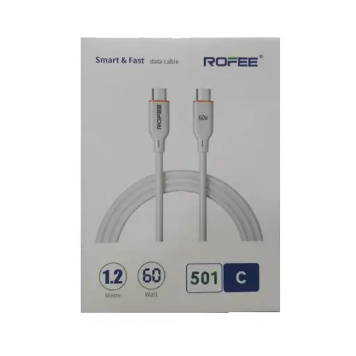 Rofee Smart & Fast Data Cable 60W 1.2m C2C Soft Silicon Cable 501-C White 