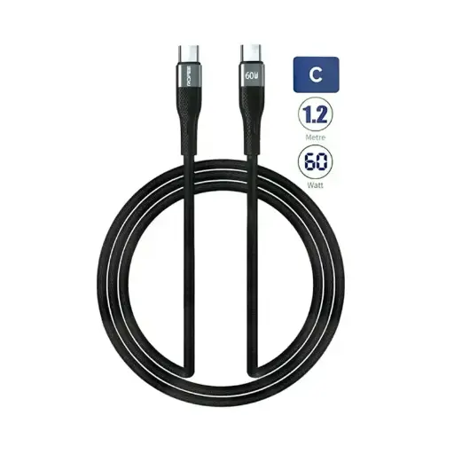 Rofee Smart & Fast Data Cable 60W 1.2m C2C Aluminum Alloy+TPE  Cable 502-C Black 