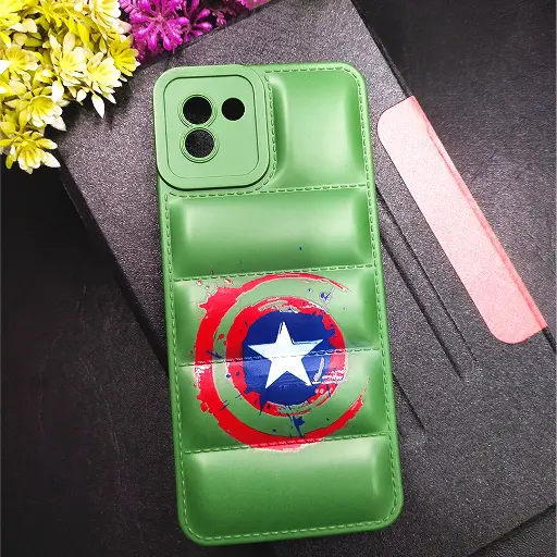 [PO14BSA03-18-11] Samsung Galaxy A03 3D Puffer Back Printed Soft Silicone Back Case (Green)
